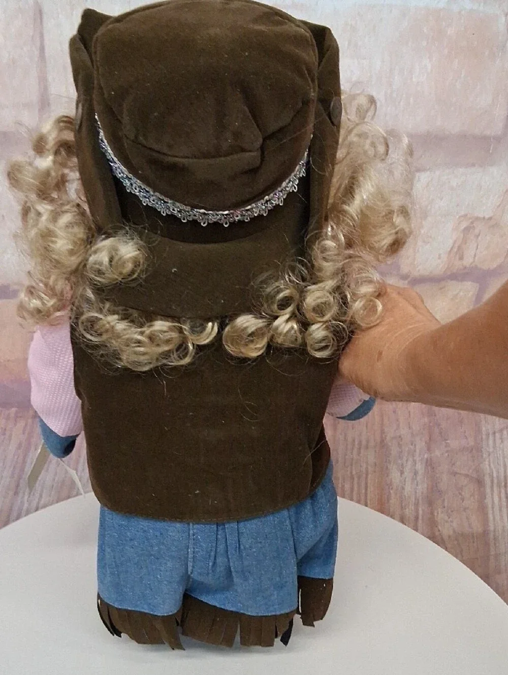 Pink & Blue Western-Style Girls Doll with Curly Hair